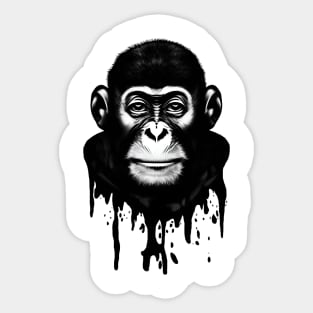 B&W chimp illustration, Printed Truth Gift Idea! Sticker